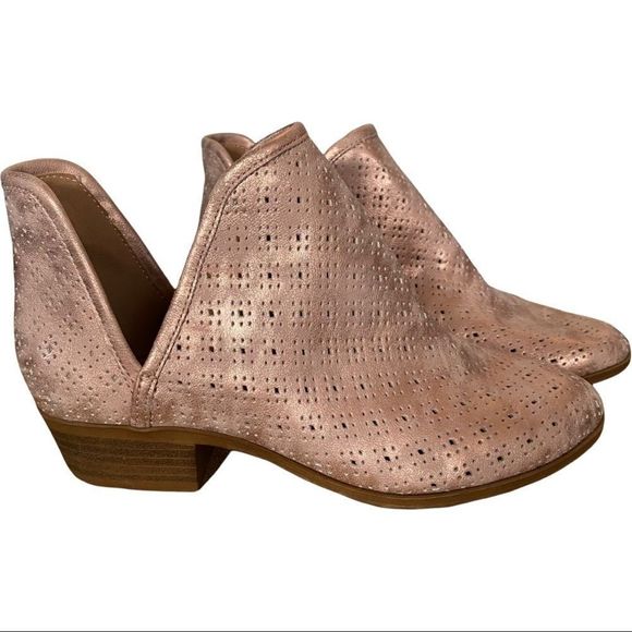 Lucky brand beige/pink metallic ankle booties size 6 excellent condition - Picture 3 of 6